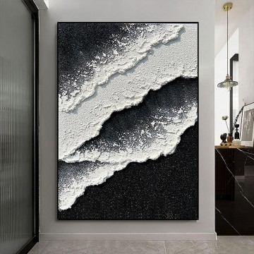 En blanco y negro Painting - Vinilo pared Playa blanca y negra Ola arena 08